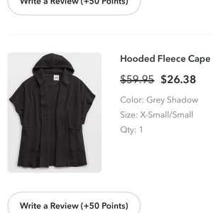 Aerie Gray Hooded Fleece Cape